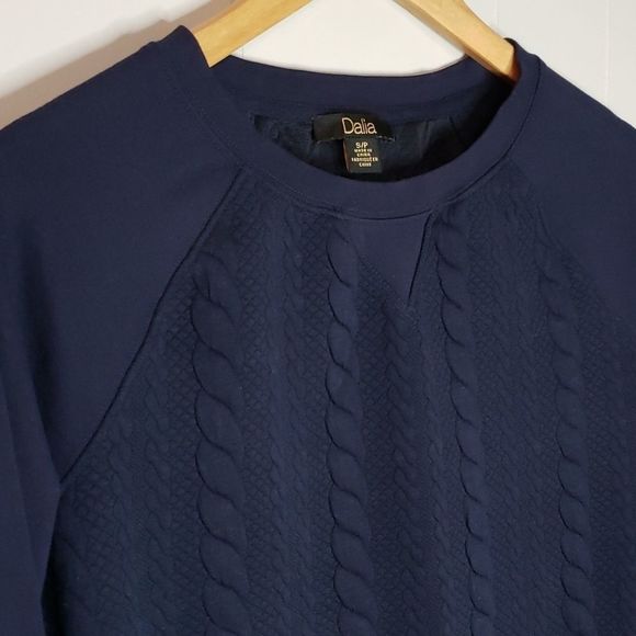 Dalia Navy Blue Argyle Sweater Shirt Size Small - Picture 5 of 5